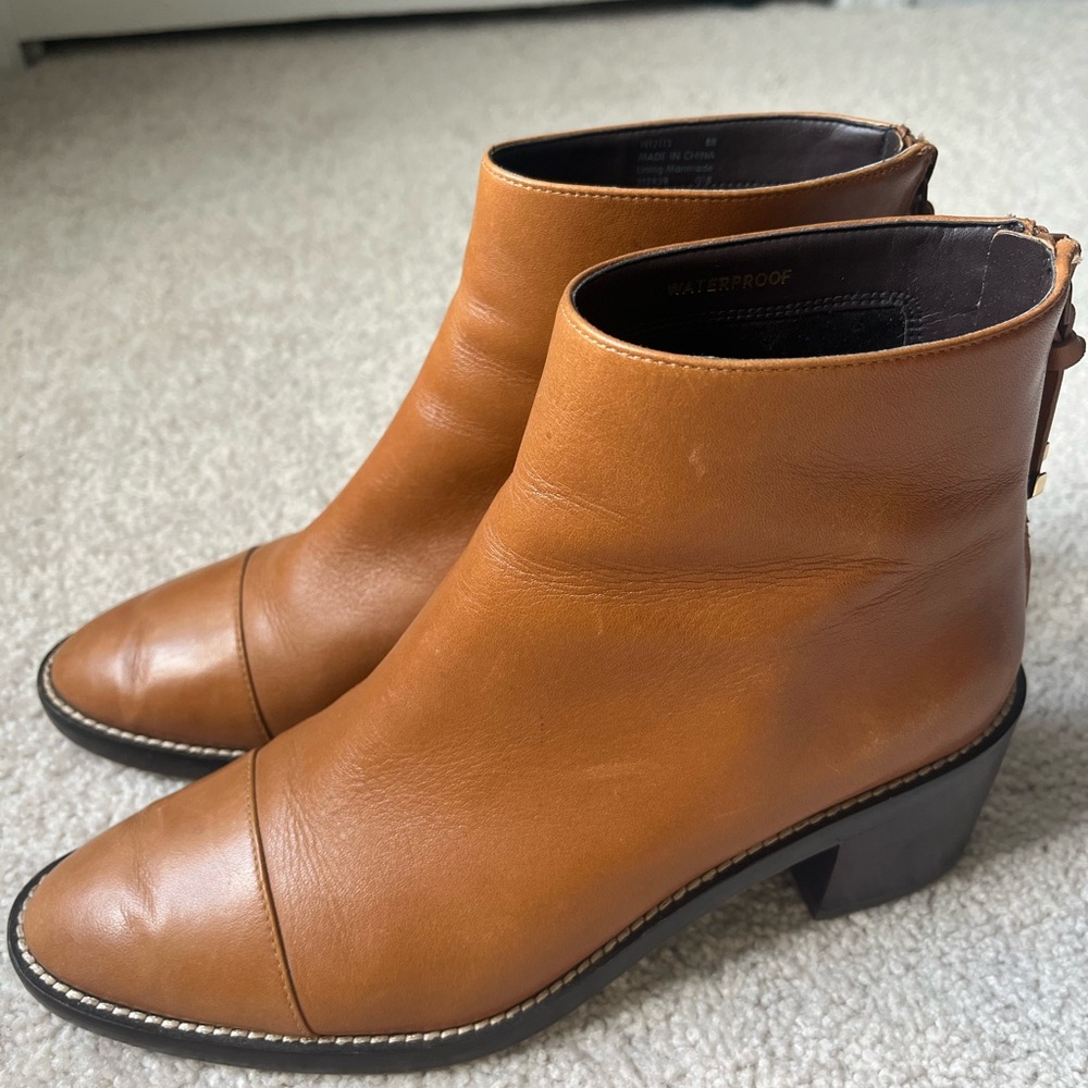 Cole Hann Zerogrand Cognac Leather Ankle Boot, size 8